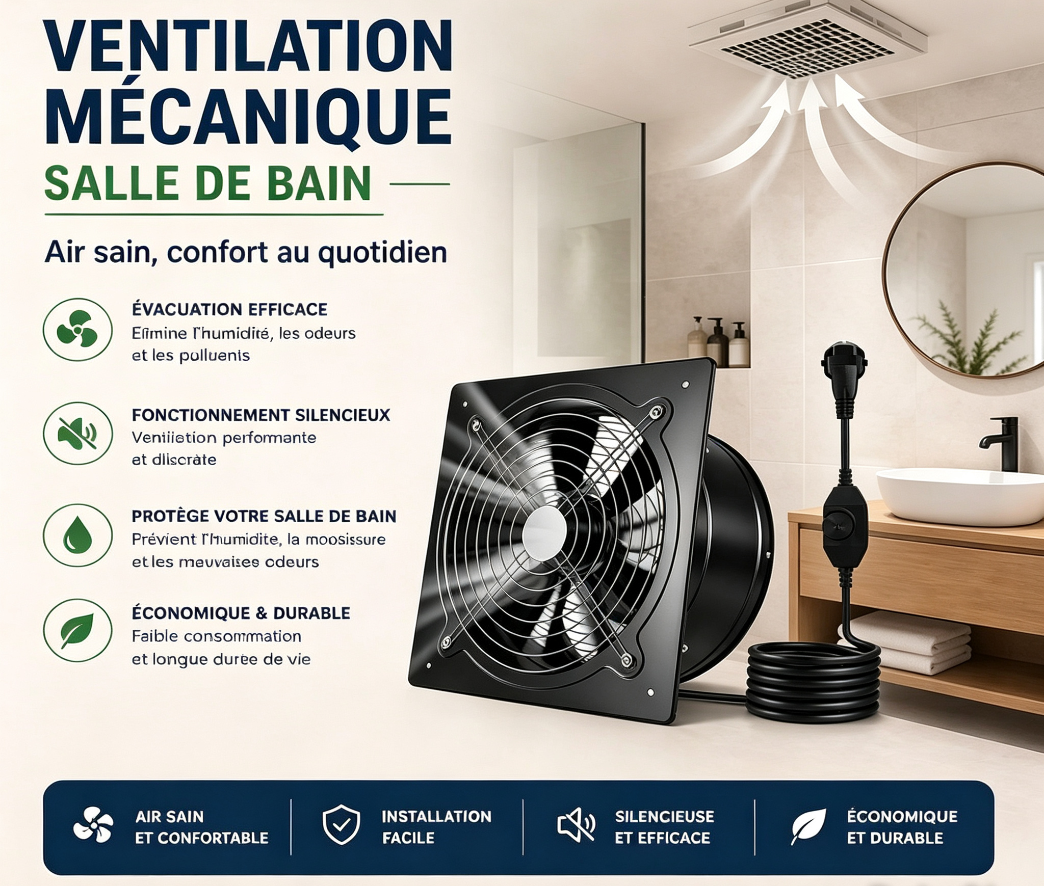Ventilation mécanique salle de bains